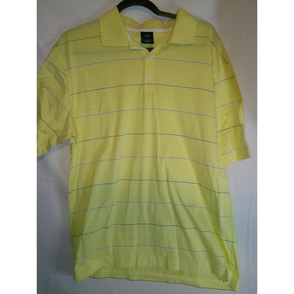 Vintage Nike Golf Polo Shirt Mens Medium Yellow Striped Short Sleeve Athletic